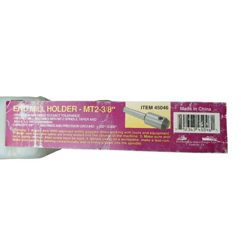 End Mill Holder MT2 Size 3/8" Harbor Freight New Old Stock Machinist Tool 45046 - Picture 3 of 4